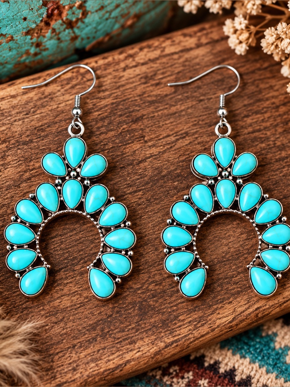 Turquoise Statement Dangle Earrings - Women Jewelry